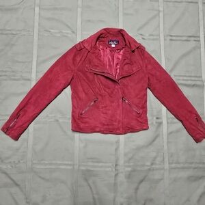 Blue Rain Red Bikercore Style Zip Across Jacket Size M Women Motorcycles Grunge
